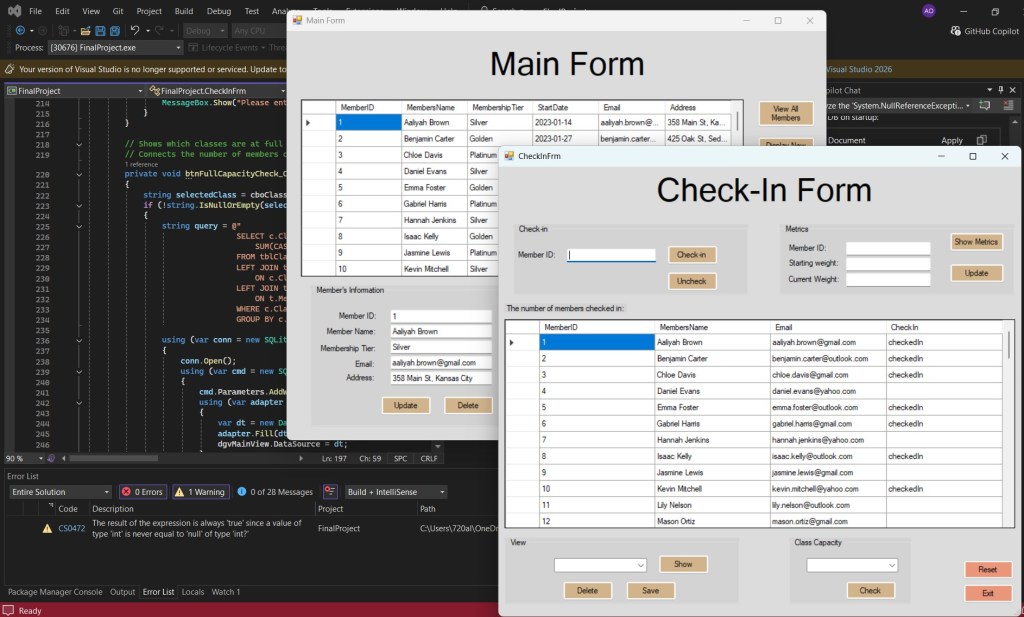 a two-form C# Windows Forms application 